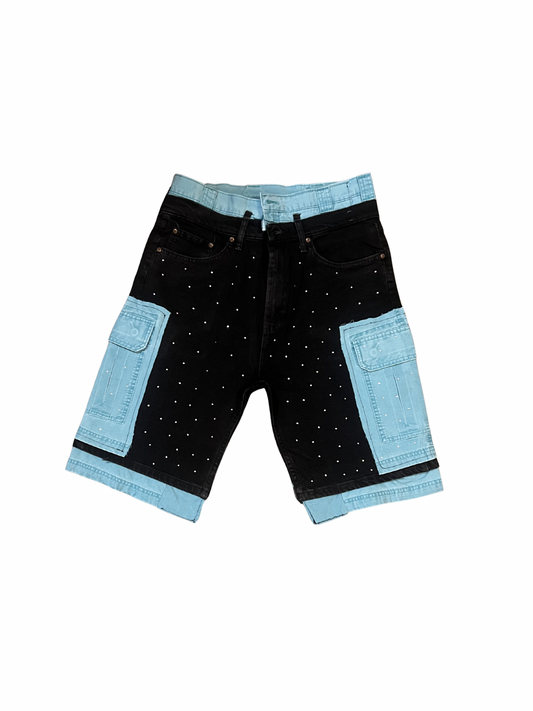 “Black Tsunami” denim shorts